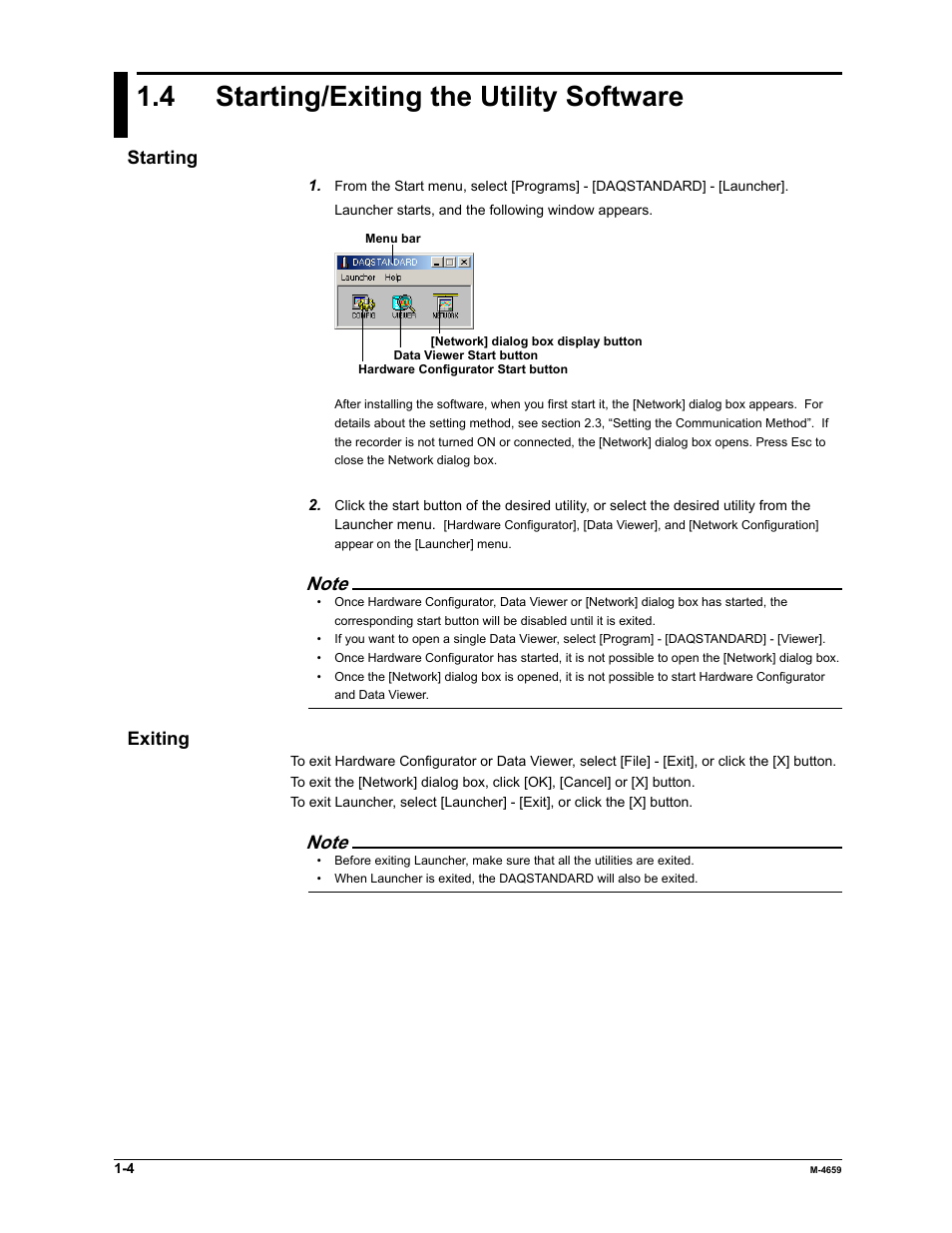 4 starting/exiting the utility software | Yokogawa Data Acquisition with PID Control CX2000 User Manual | Page 13 / 286