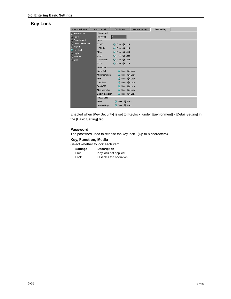 Key lock | Yokogawa Data Acquisition with PID Control CX2000 User Manual | Page 153 / 286