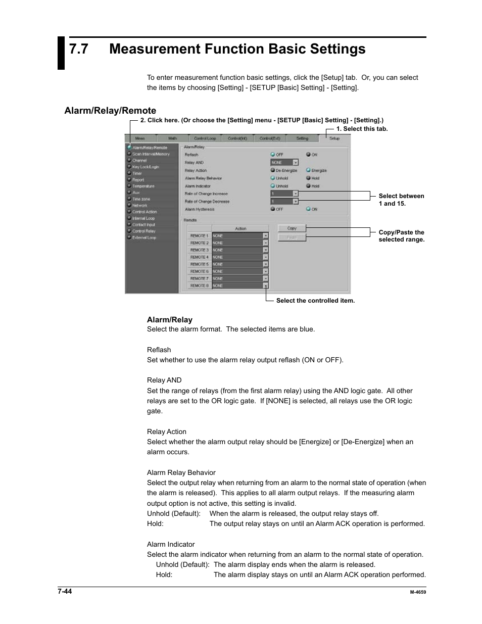 7 measurement function basic settings | Yokogawa Data Acquisition with PID Control CX2000 User Manual | Page 218 / 286