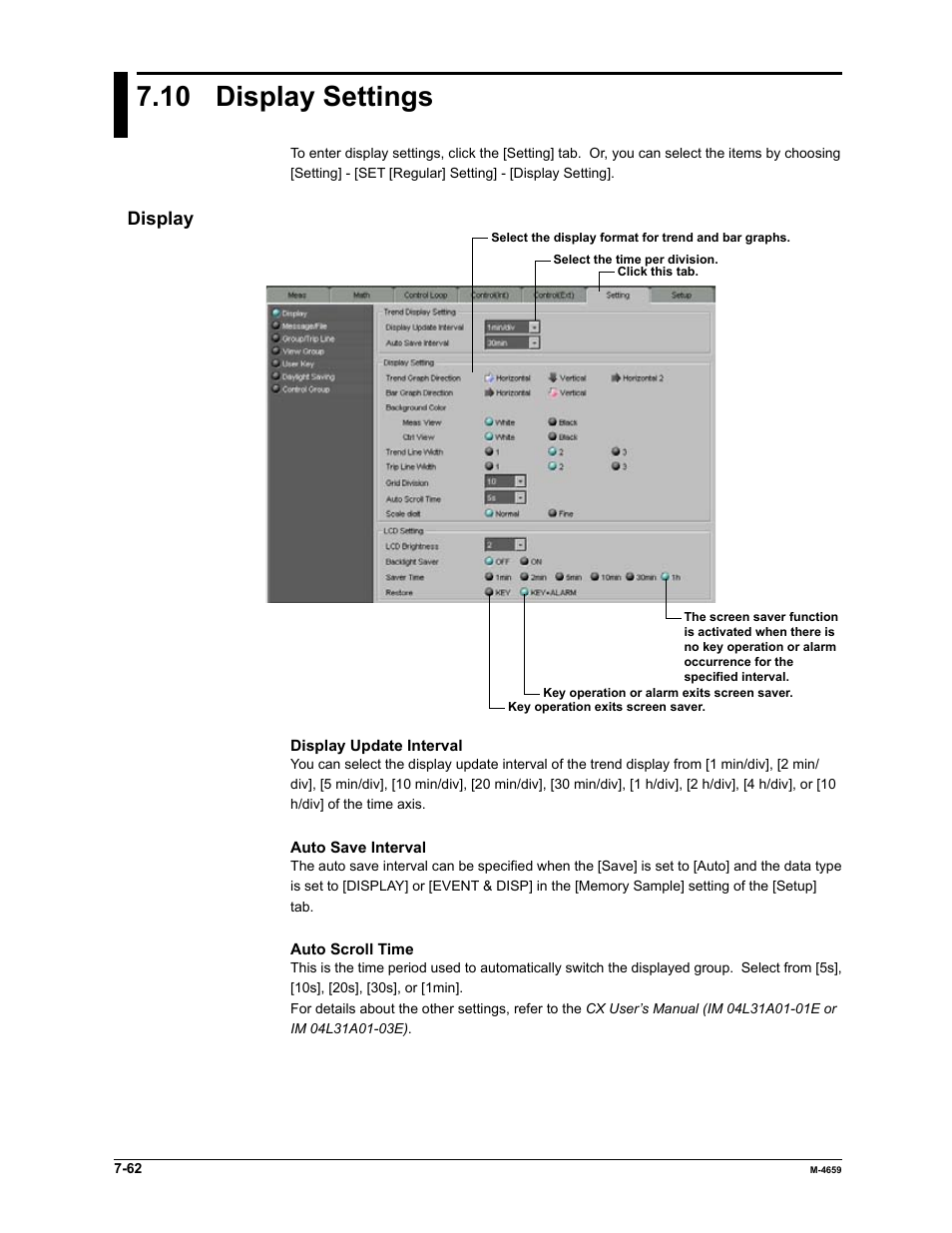 10 display settings, Display | Yokogawa Data Acquisition with PID Control CX2000 User Manual | Page 236 / 286