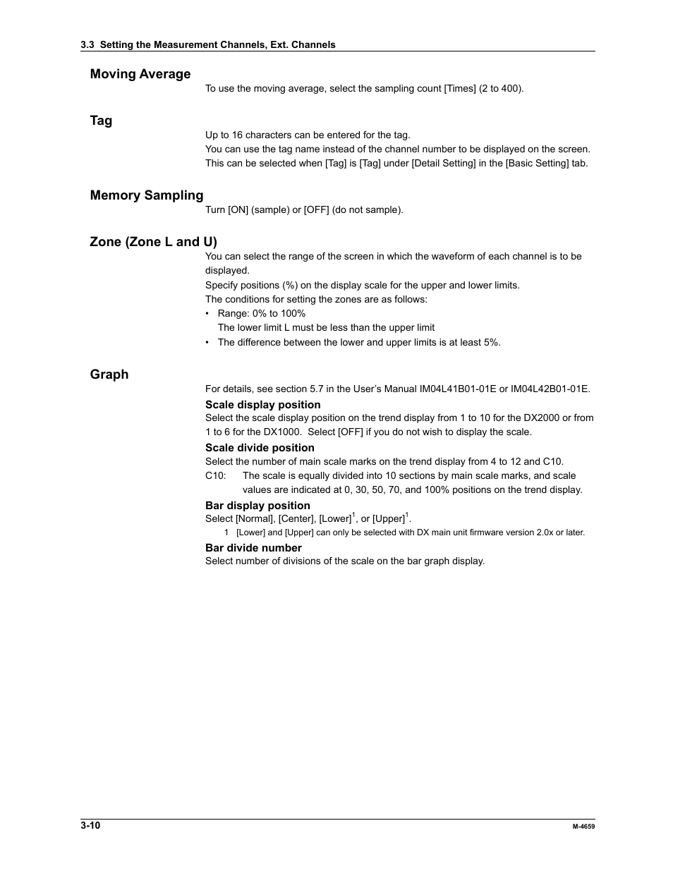 Moving average, Zone (zone l and u), Graph | Yokogawa Data Acquisition with PID Control CX2000 User Manual | Page 26 / 286