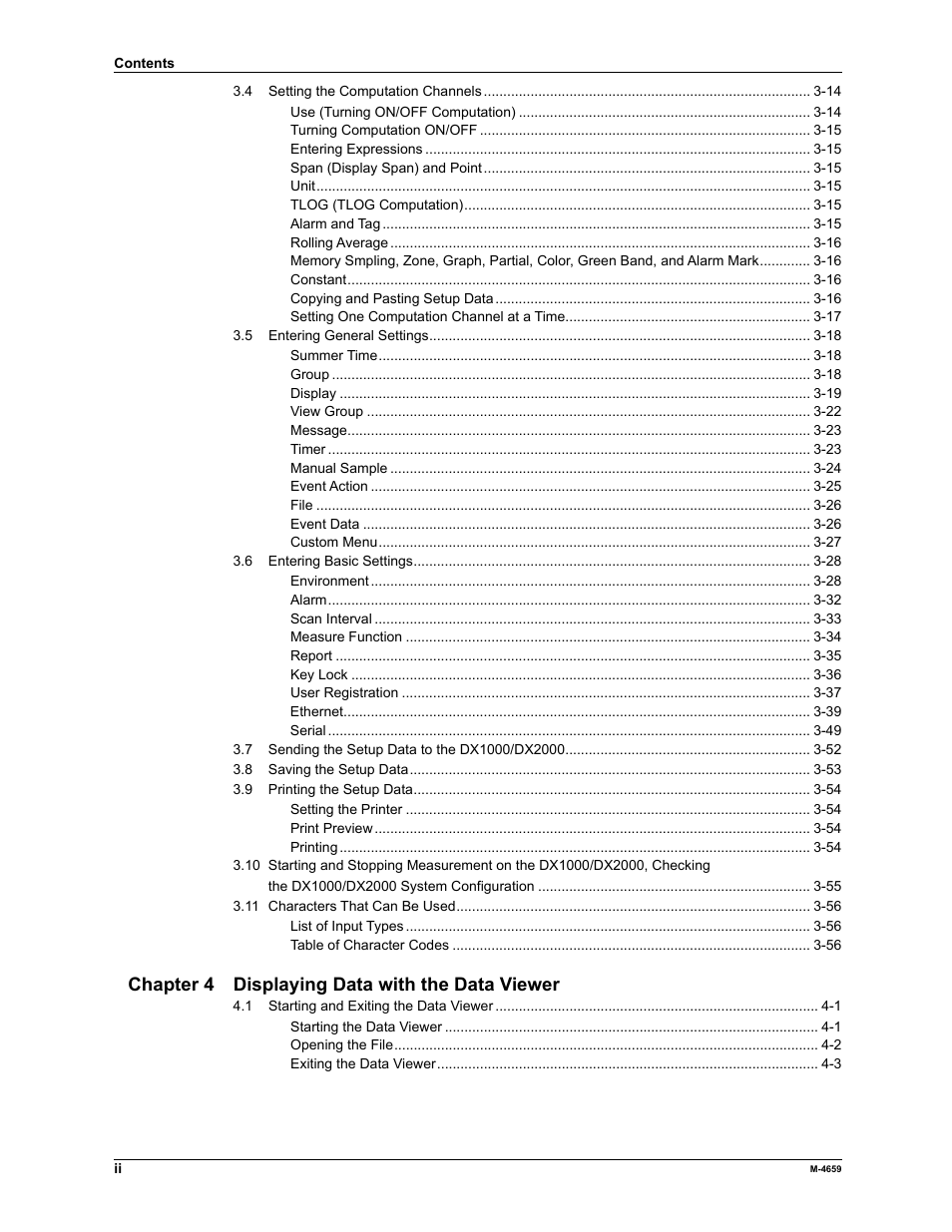 Chapter 4 displaying data with the data viewer | Yokogawa Data Acquisition with PID Control CX2000 User Manual | Page 3 / 286