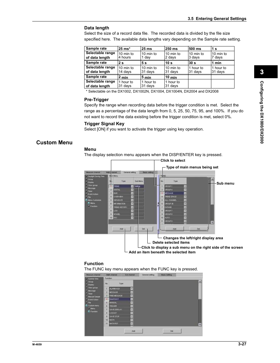 Index, Custom menu | Yokogawa Data Acquisition with PID Control CX2000 User Manual | Page 43 / 286