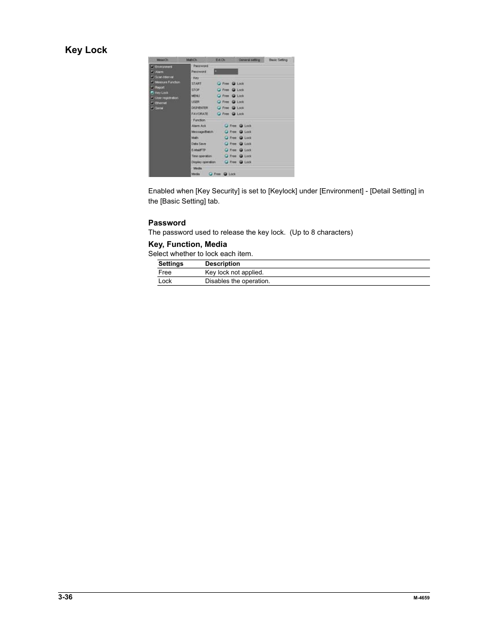 Key lock | Yokogawa Data Acquisition with PID Control CX2000 User Manual | Page 52 / 286