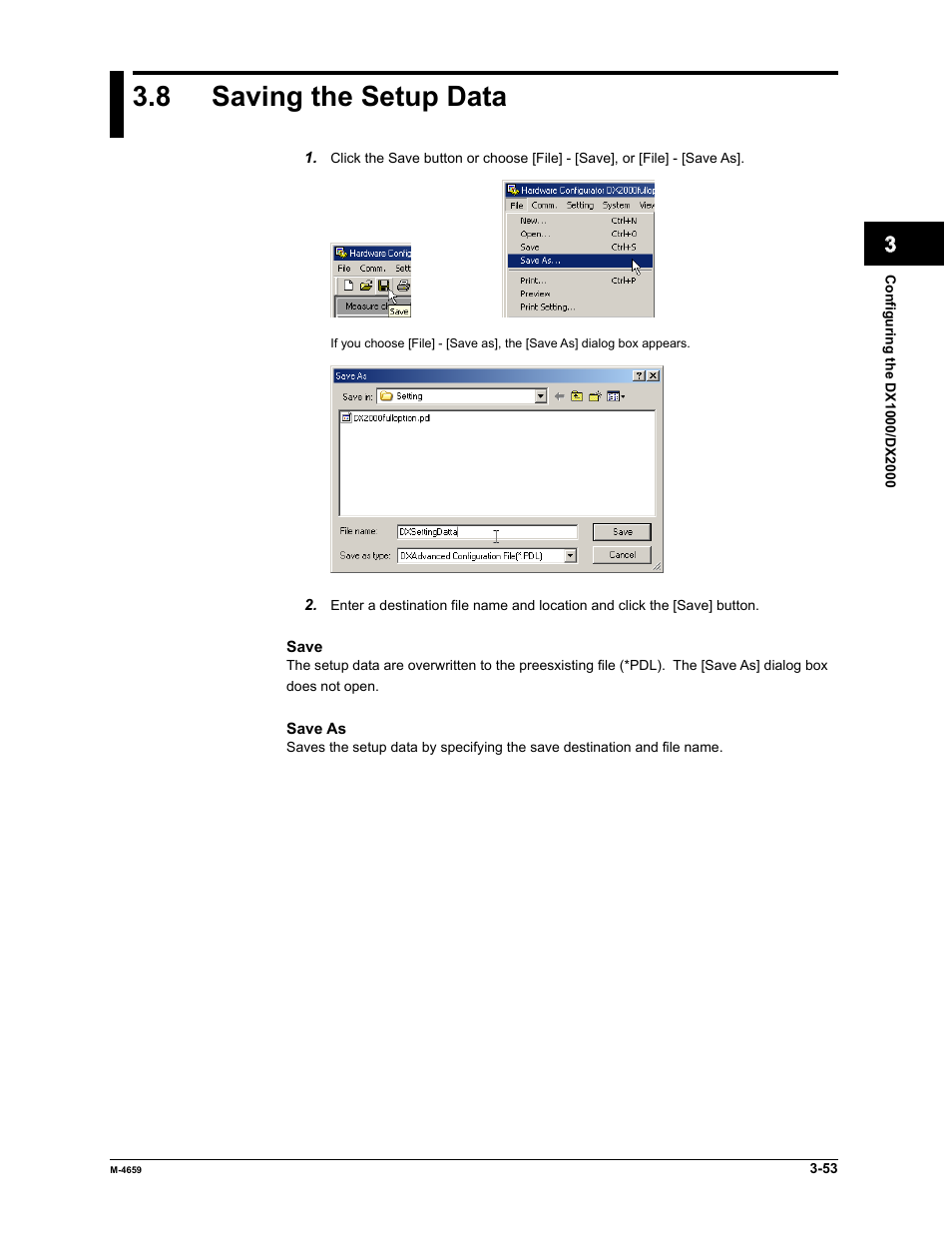 8 saving the setup data | Yokogawa Data Acquisition with PID Control CX2000 User Manual | Page 69 / 286