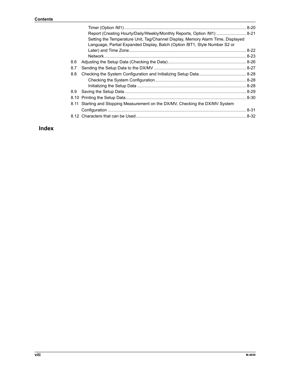 Index | Yokogawa Data Acquisition with PID Control CX2000 User Manual | Page 9 / 286