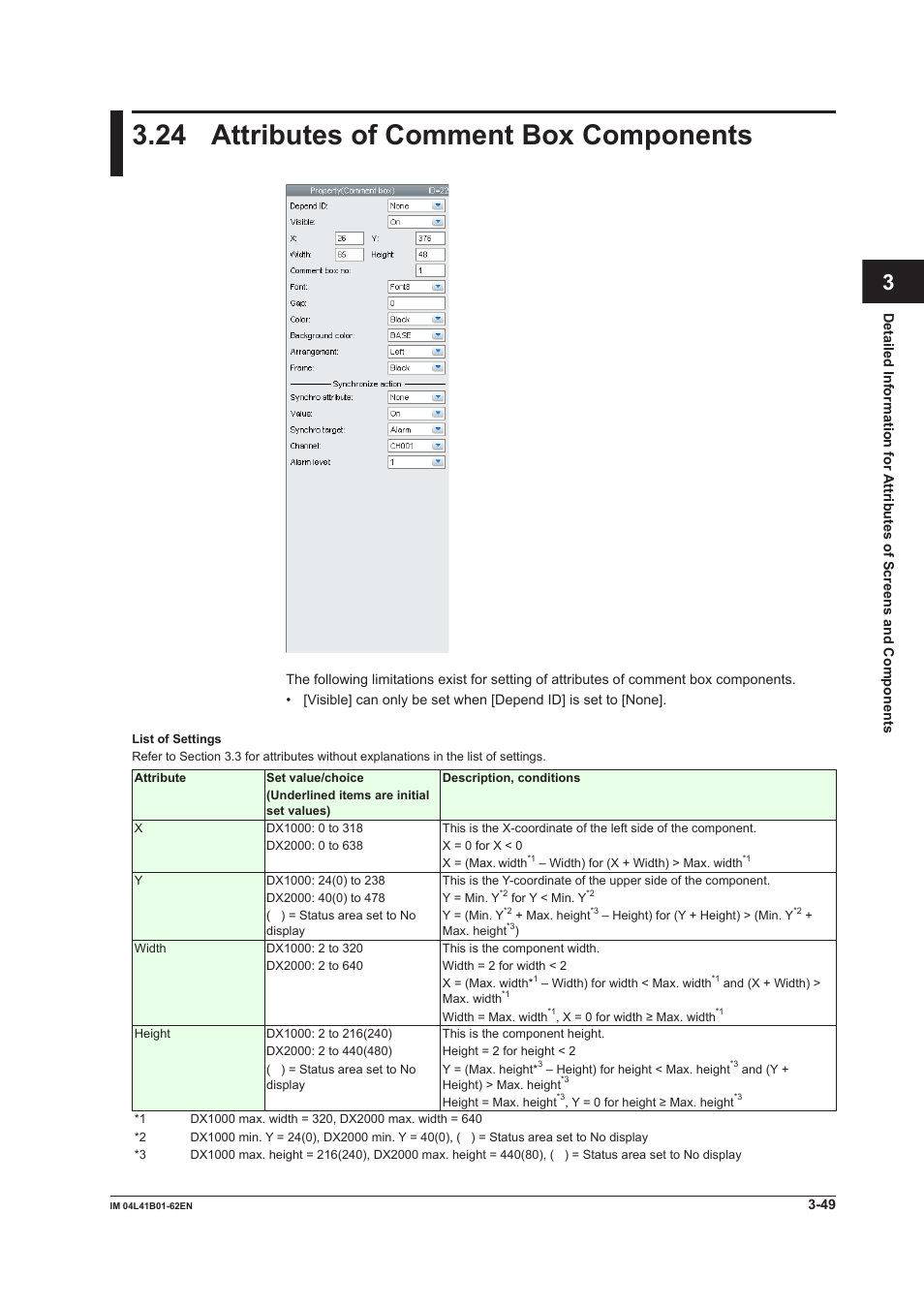 24 attributes of comment box components, 24 attributes of comment box components -49, Index | Yokogawa Button Operated DX2000 User Manual | Page 110 / 145