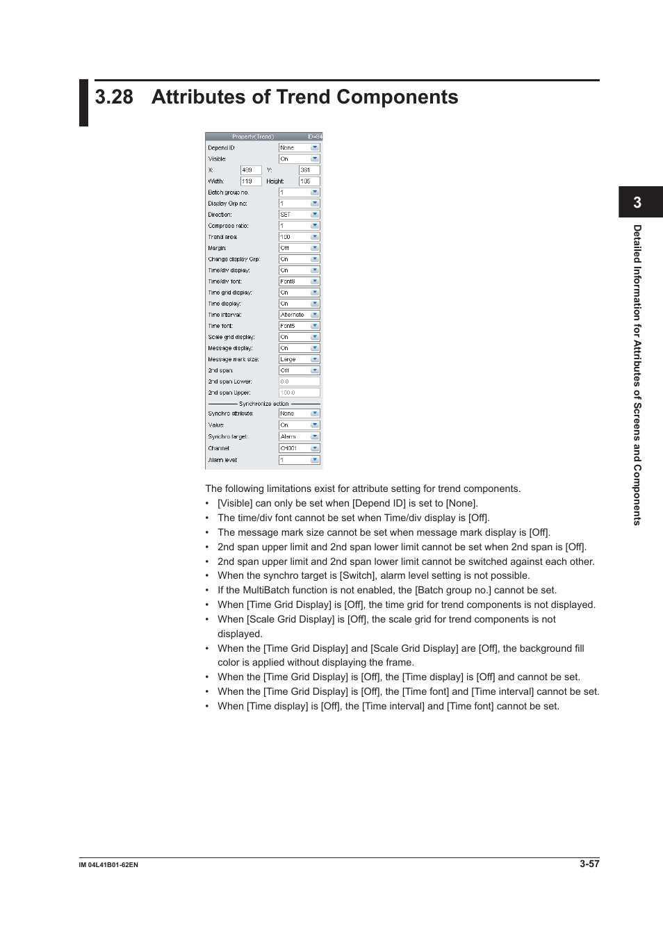 28 attributes of trend components, 28 attributes of trend components -57 | Yokogawa Button Operated DX2000 User Manual | Page 118 / 145