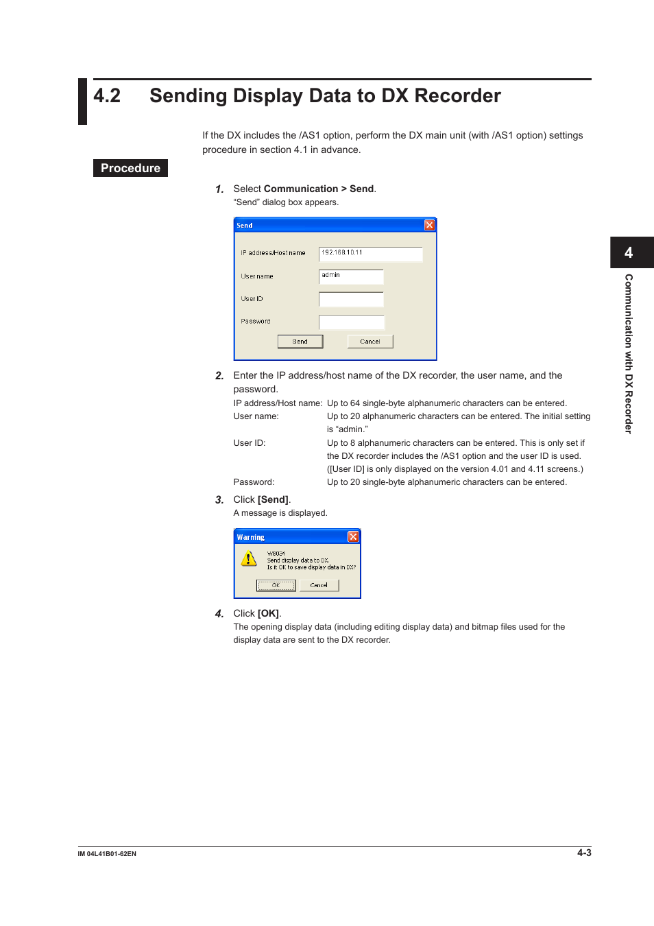 2 sending display data to dx recorder, 2 sending display data to dx recorder -3, Index | Yokogawa Button Operated DX2000 User Manual | Page 136 / 145