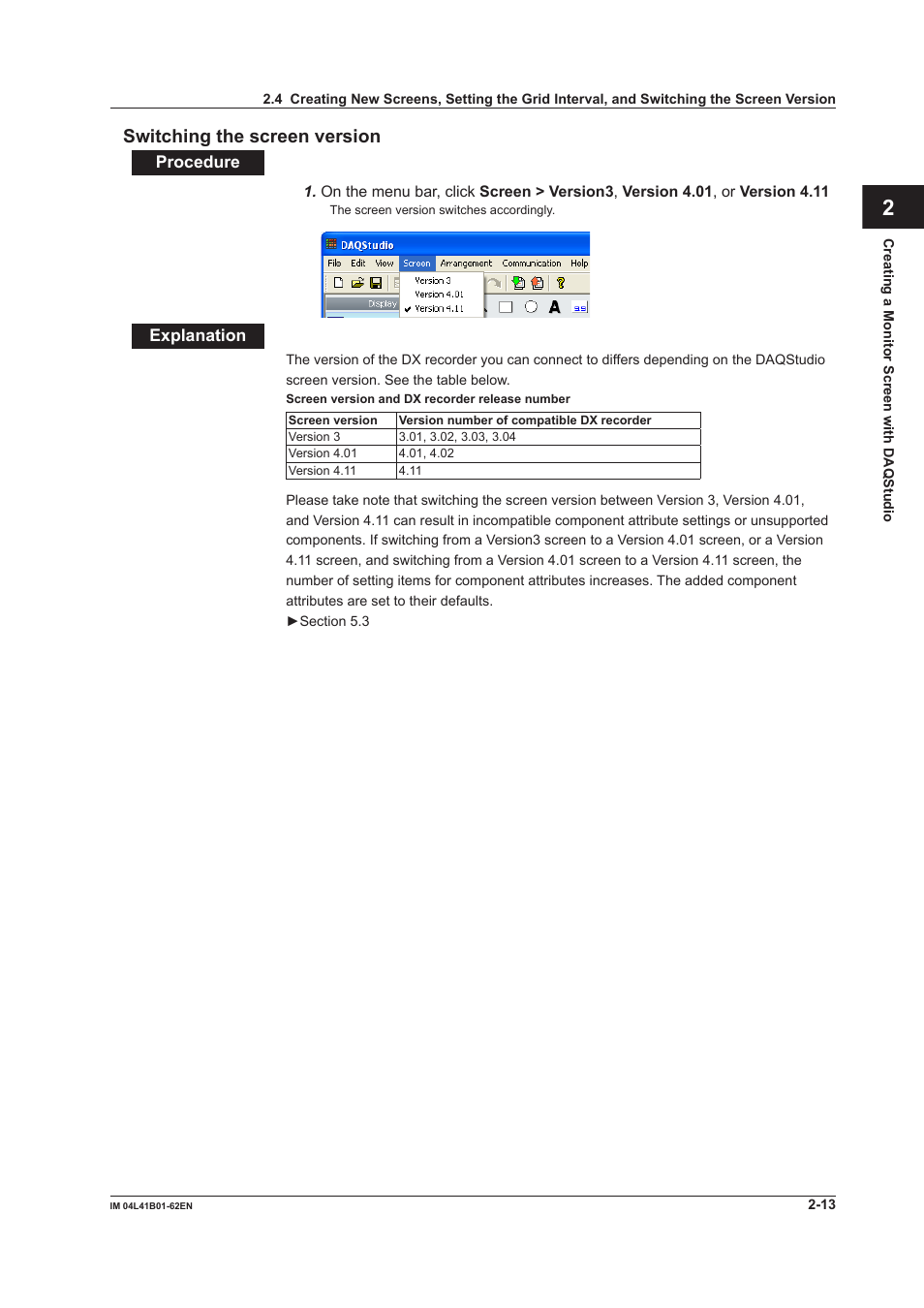 Switching the screen version, Switching the screen version -13, Index | Yokogawa Button Operated DX2000 User Manual | Page 26 / 145