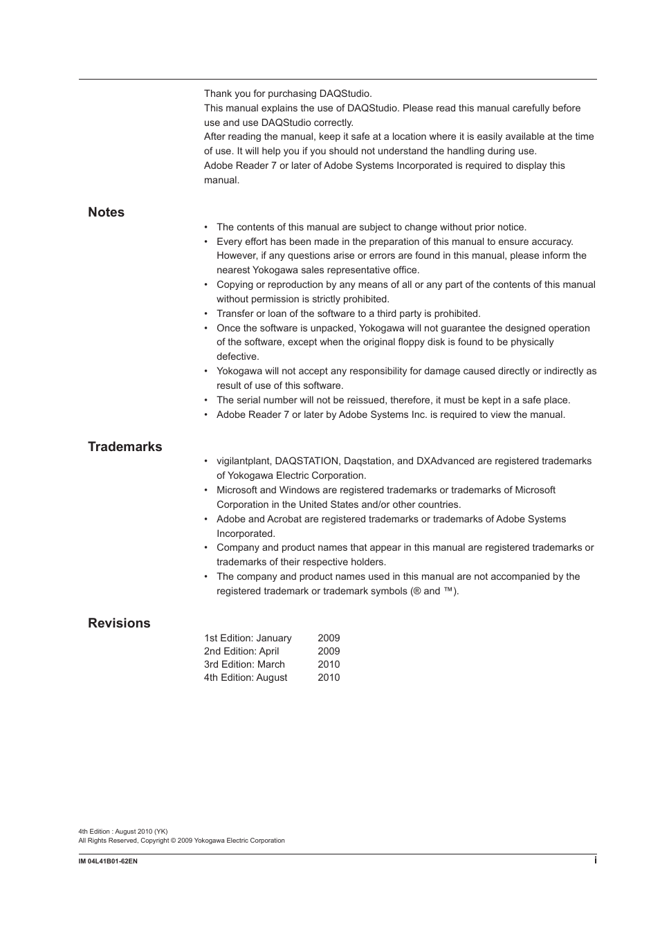 Trademarks, Revisions | Yokogawa Button Operated DX2000 User Manual | Page 3 / 145