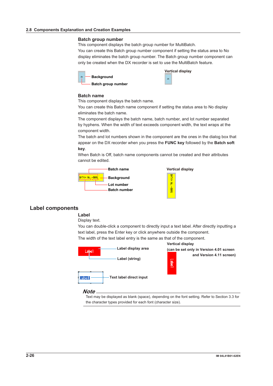 Label components, Label components -26 | Yokogawa Button Operated DX2000 User Manual | Page 39 / 145