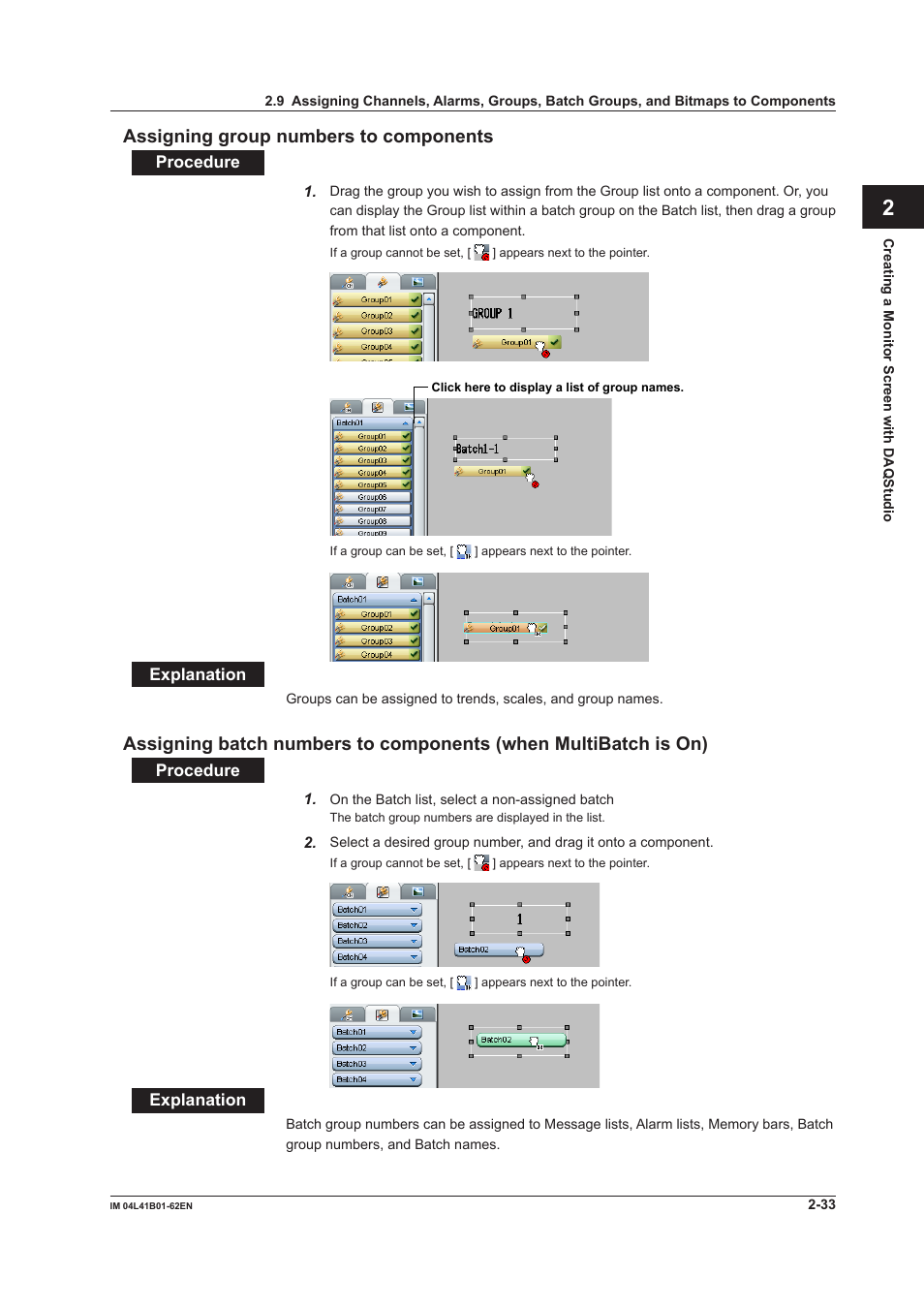 Assigning group numbers to components, Index | Yokogawa Button Operated DX2000 User Manual | Page 46 / 145