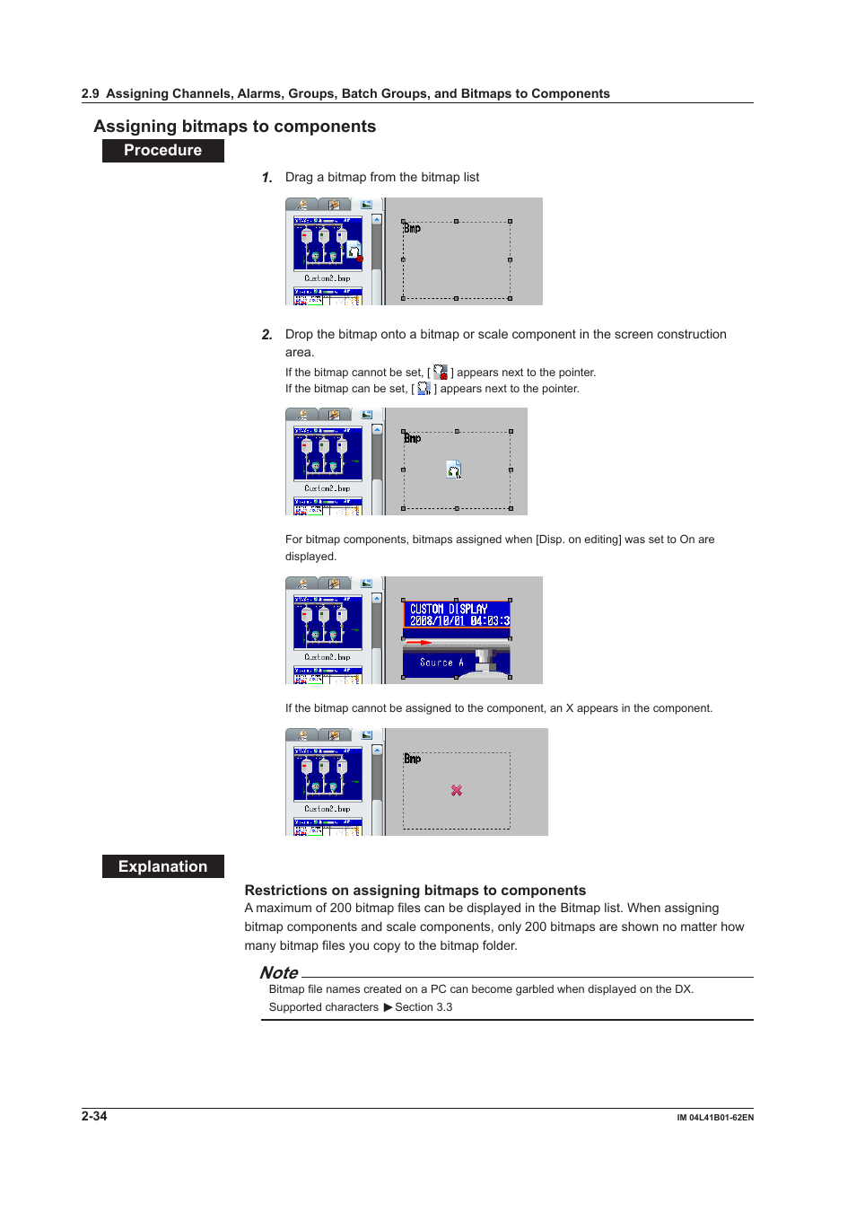 Assigning bitmaps to components, Assigning bitmaps to components -34 | Yokogawa Button Operated DX2000 User Manual | Page 47 / 145