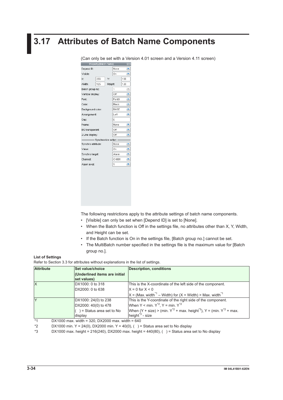 17 attributes of batch name components, 17 attributes of batch name components -34 | Yokogawa Button Operated DX2000 User Manual | Page 95 / 145