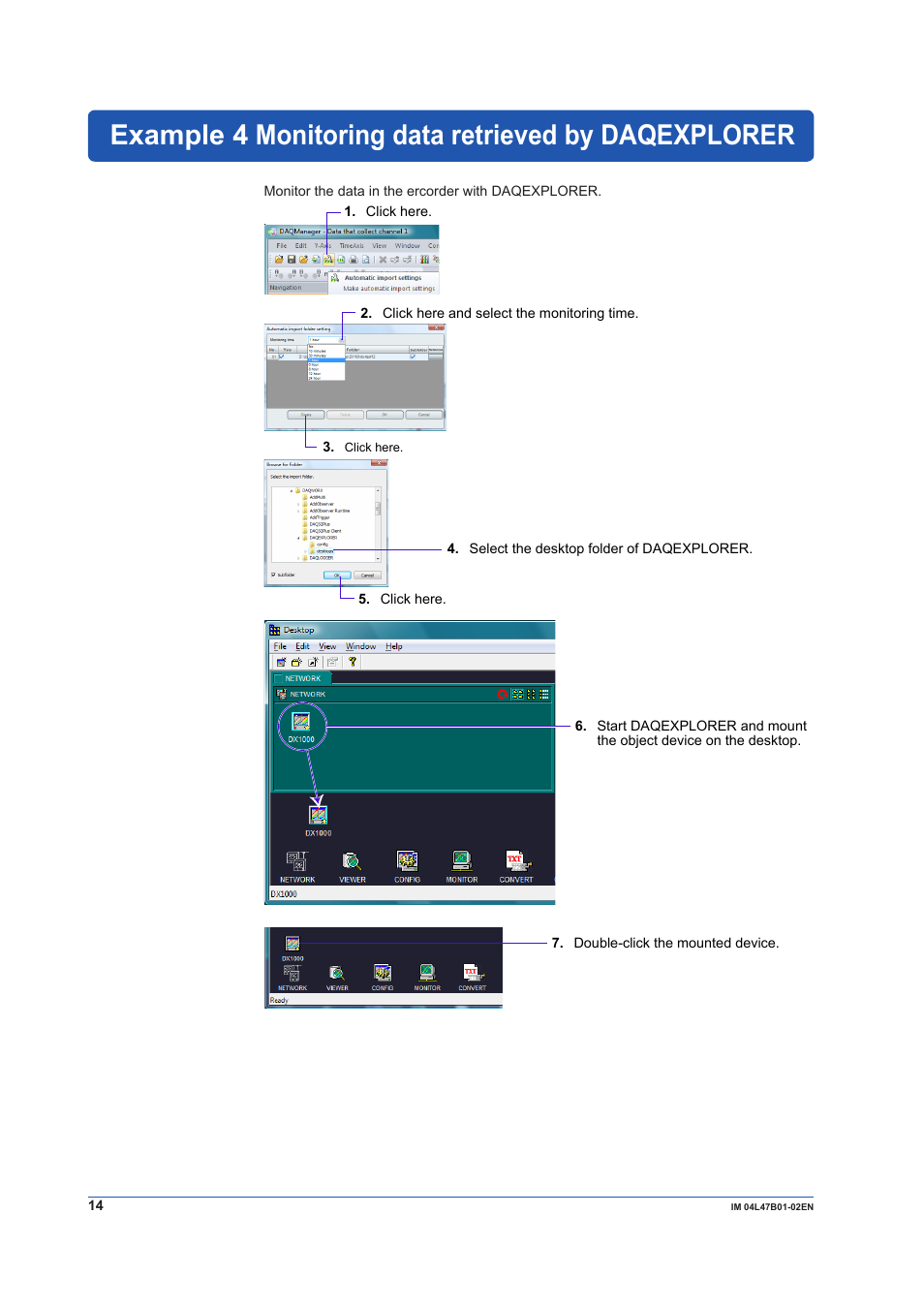 Example 4 monitoring data retrieved by daqexplorer, Example 4, Monitoring data retrieved by daqexplorer | Yokogawa Button Operated MV2000 User Manual | Page 14 / 18