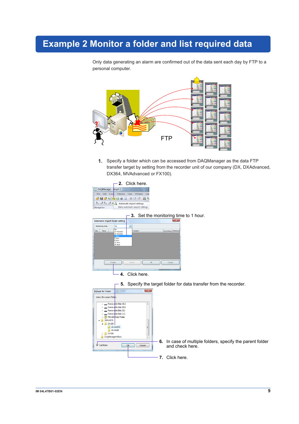 Example 2 monitor a folder and list required data, Example 2, Monitor a folder and list required data | Yokogawa Button Operated MV2000 User Manual | Page 9 / 18