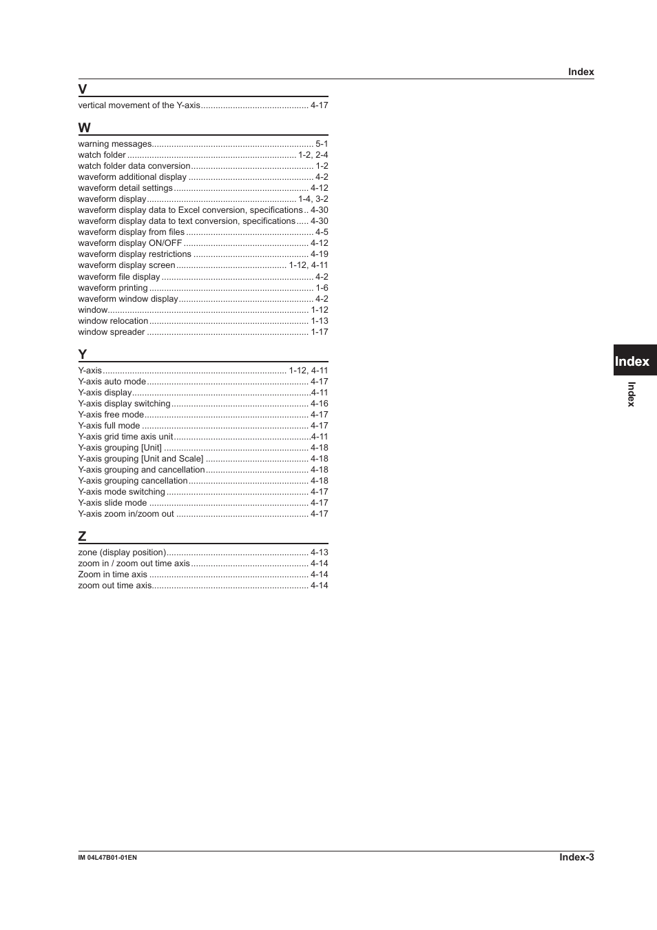 Index | Yokogawa Button Operated MV2000 User Manual | Page 101 / 101