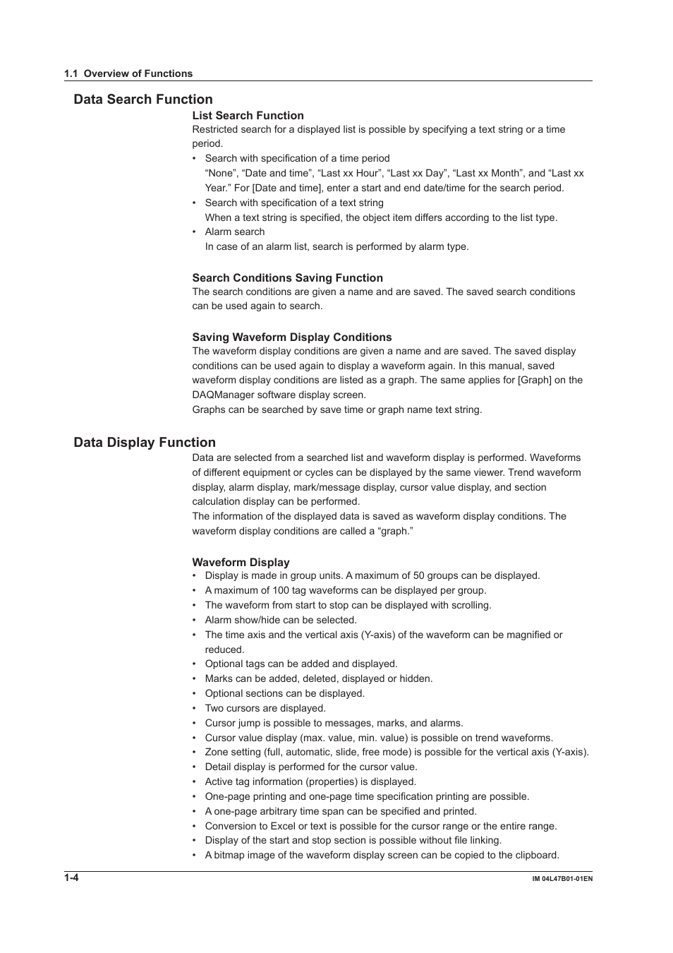 Data search function, Data display function, Data search function -4 data display function -4 | Data search functon, Data dsplay functon | Yokogawa Button Operated MV2000 User Manual | Page 11 / 101