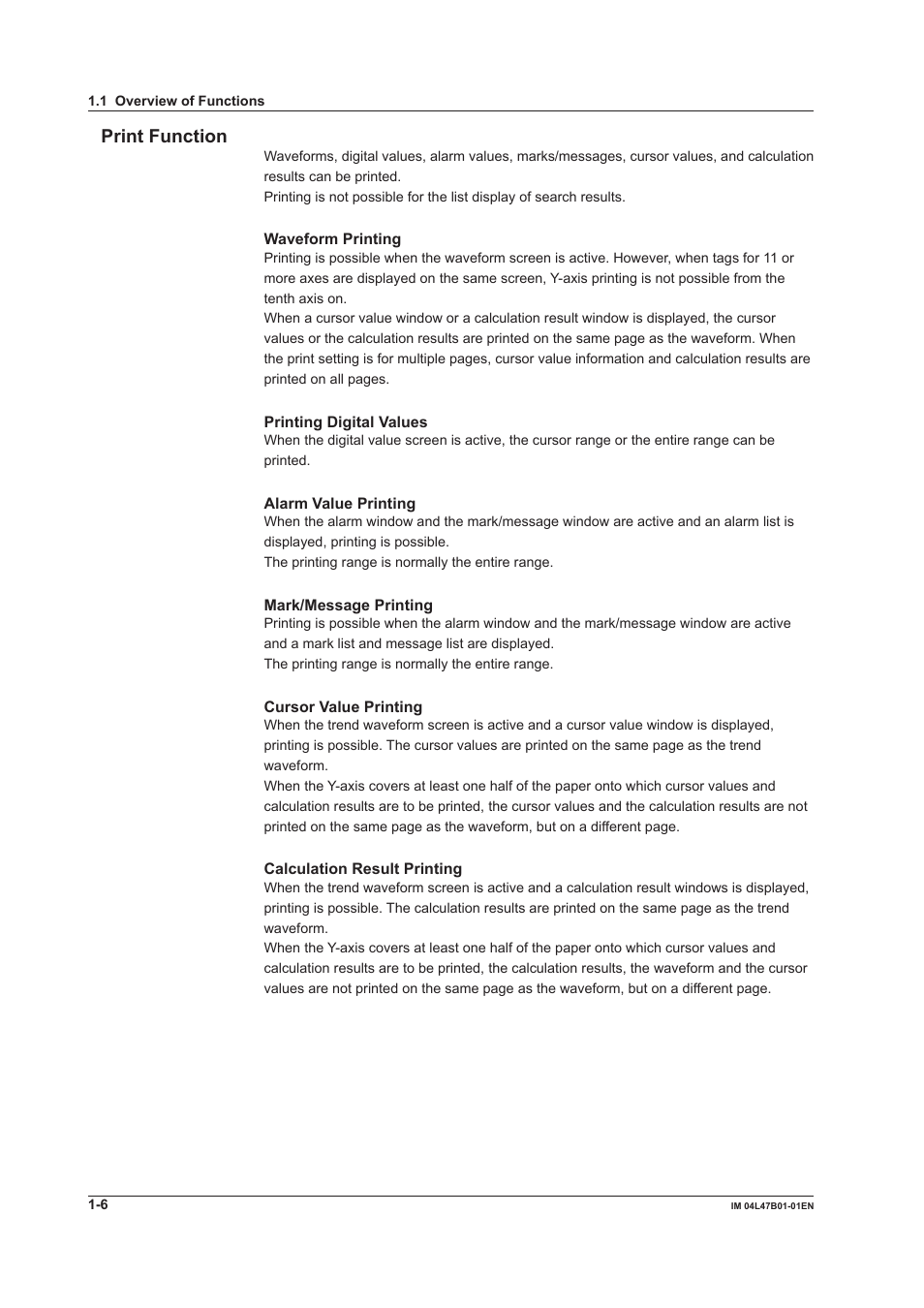 Print function, Print function -6, Prnt functon | Yokogawa Button Operated MV2000 User Manual | Page 13 / 101