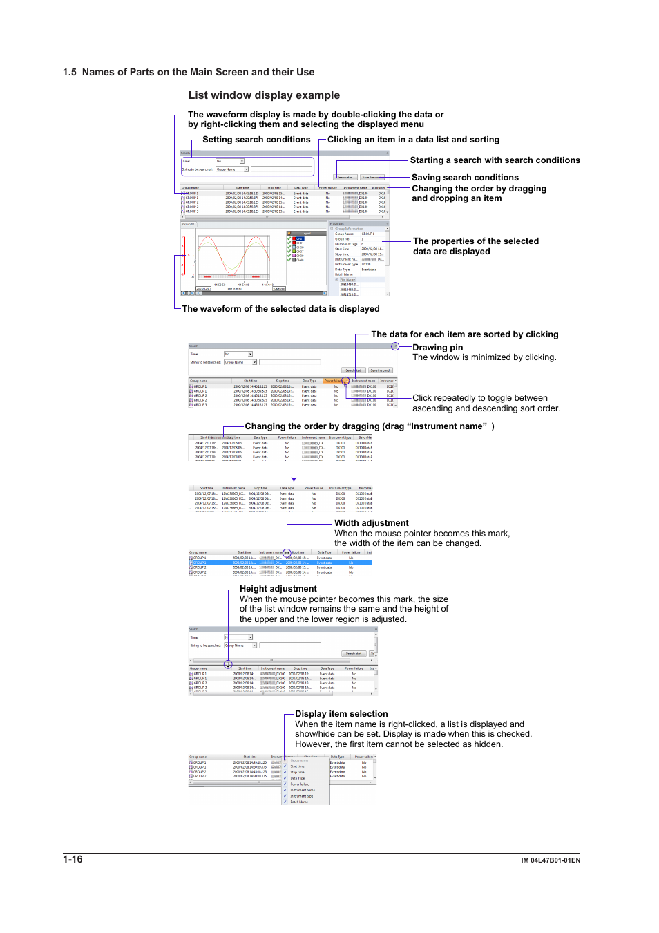 Lst wndow dsplay example | Yokogawa Button Operated MV2000 User Manual | Page 23 / 101