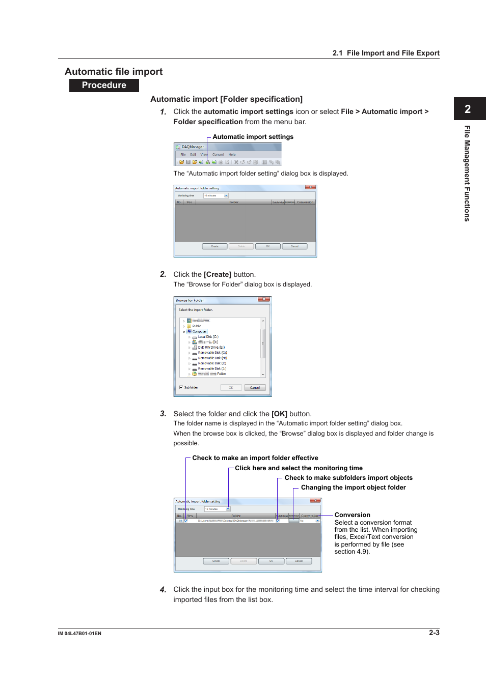 Automatic file import, Automatic file import -3, Index | Automatc fle mport | Yokogawa Button Operated MV2000 User Manual | Page 27 / 101