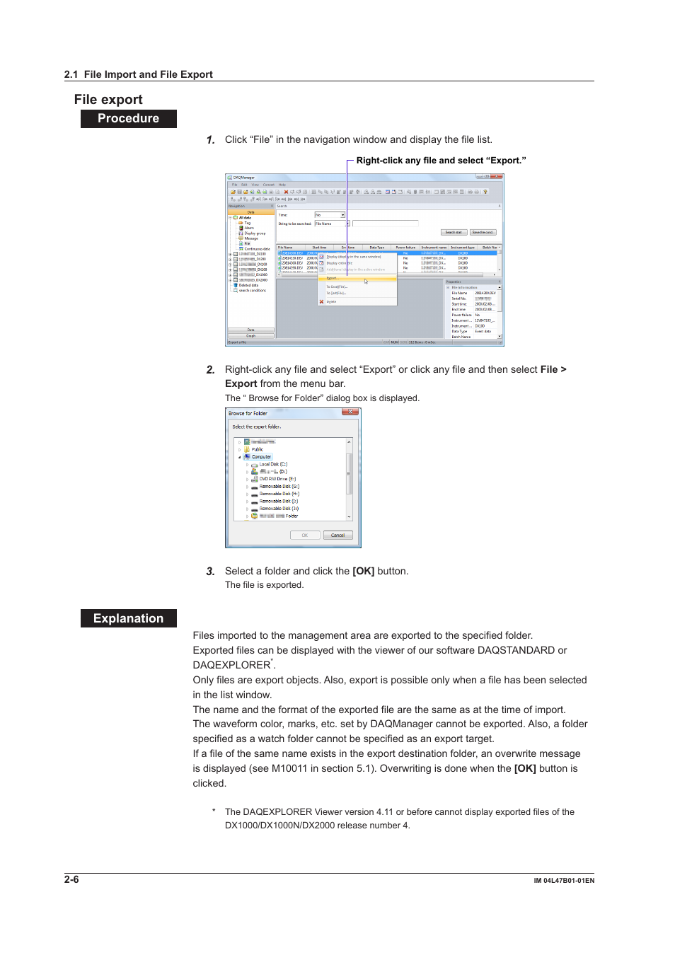 File export, File export -6, Fle export | Yokogawa Button Operated MV2000 User Manual | Page 30 / 101