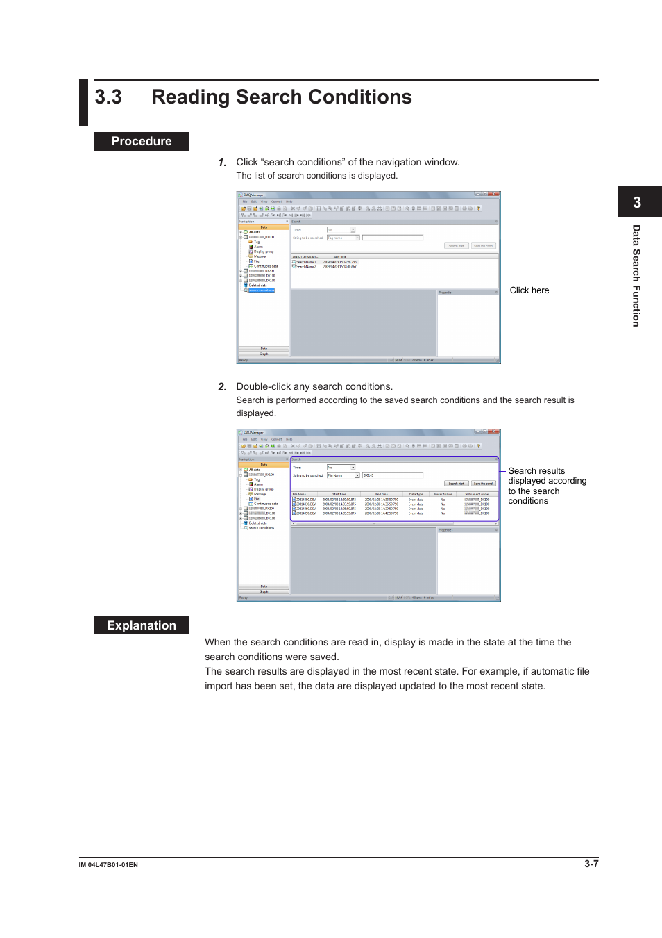 3 reading search conditions, 3 reading search conditions -7, 3 readng search condtons | Yokogawa Button Operated MV2000 User Manual | Page 52 / 101