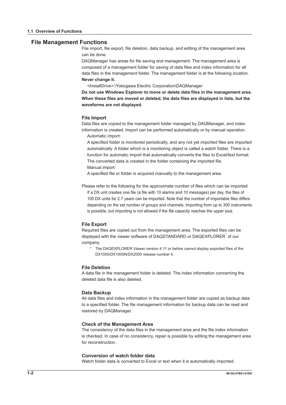 File management functions, File management functions -2, Fle management functons | Yokogawa Button Operated MV2000 User Manual | Page 9 / 101