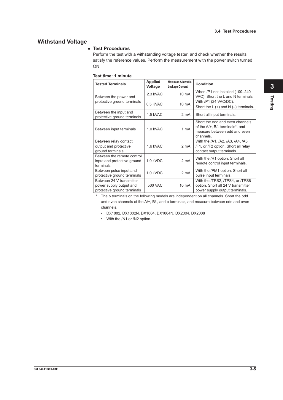 Withstand voltage, Withstand voltage -5 | Yokogawa Removable Chassis DX1000N User Manual | Page 19 / 65