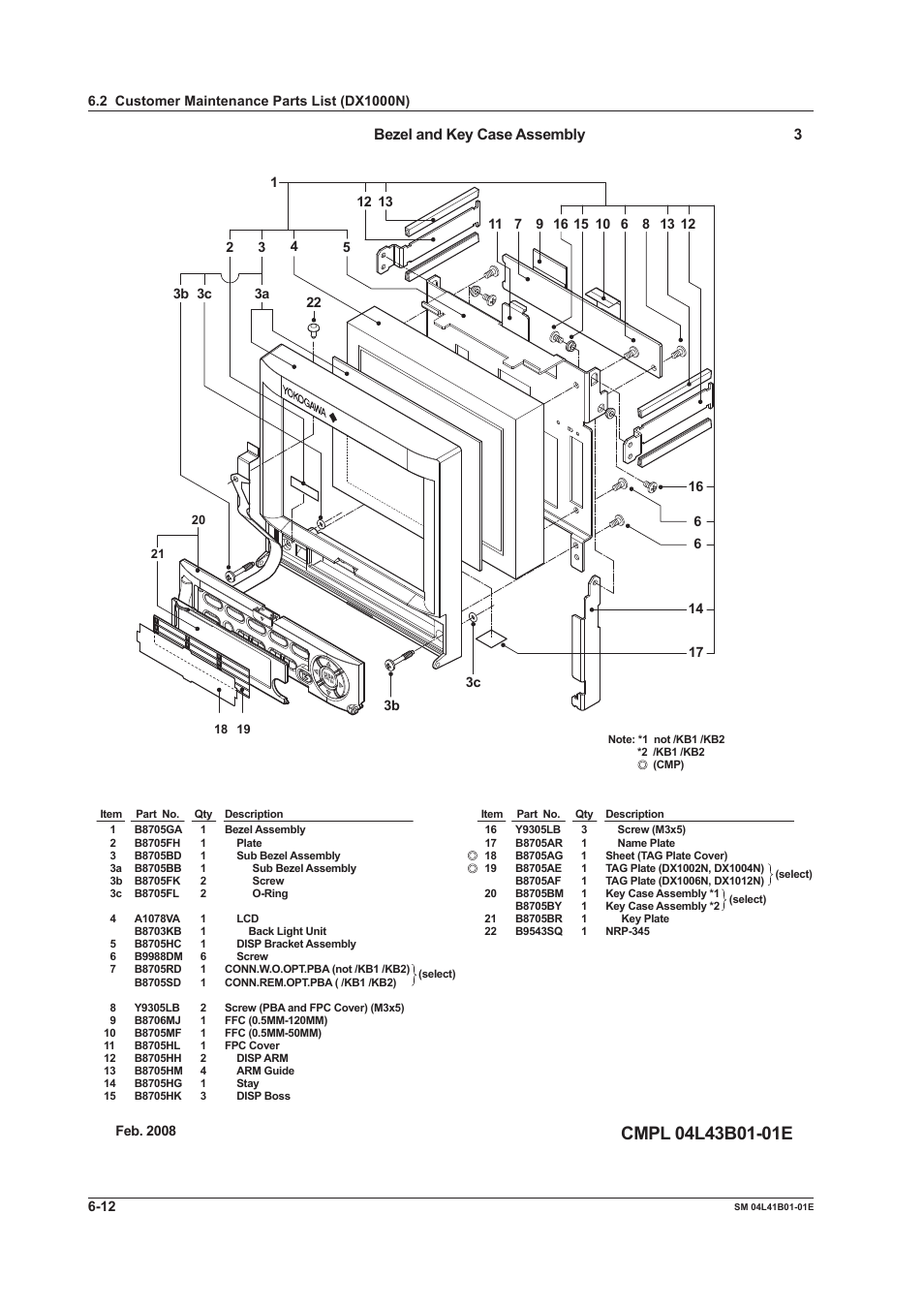 Bezel and key case assembly 3 | Yokogawa Removable Chassis DX1000N User Manual | Page 41 / 65