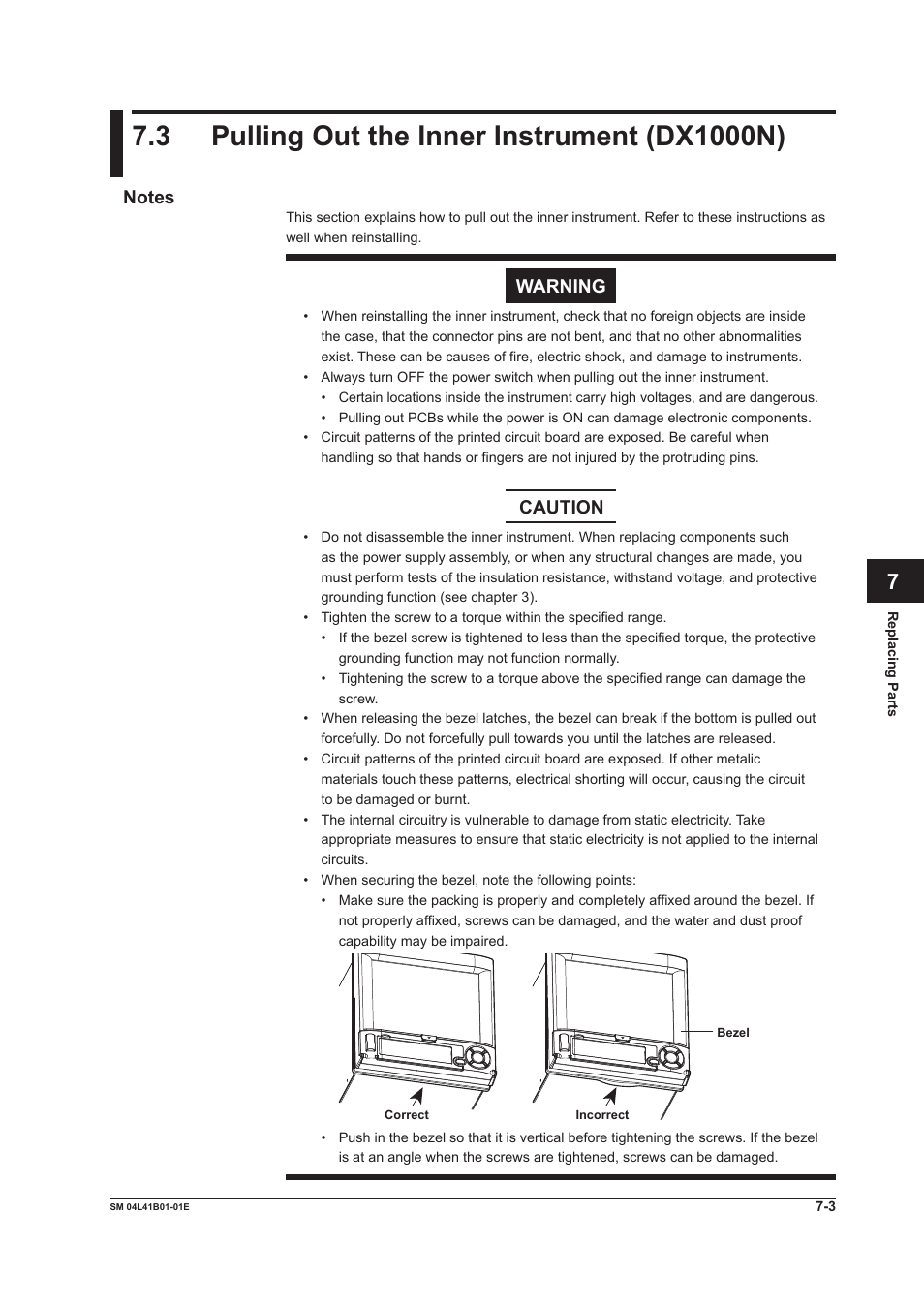 3 pulling out the inner instrument (dx1000n), Notes, 3 pulling out the inner instrument (dx1000n) -3 | Notes -3 | Yokogawa Removable Chassis DX1000N User Manual | Page 62 / 65