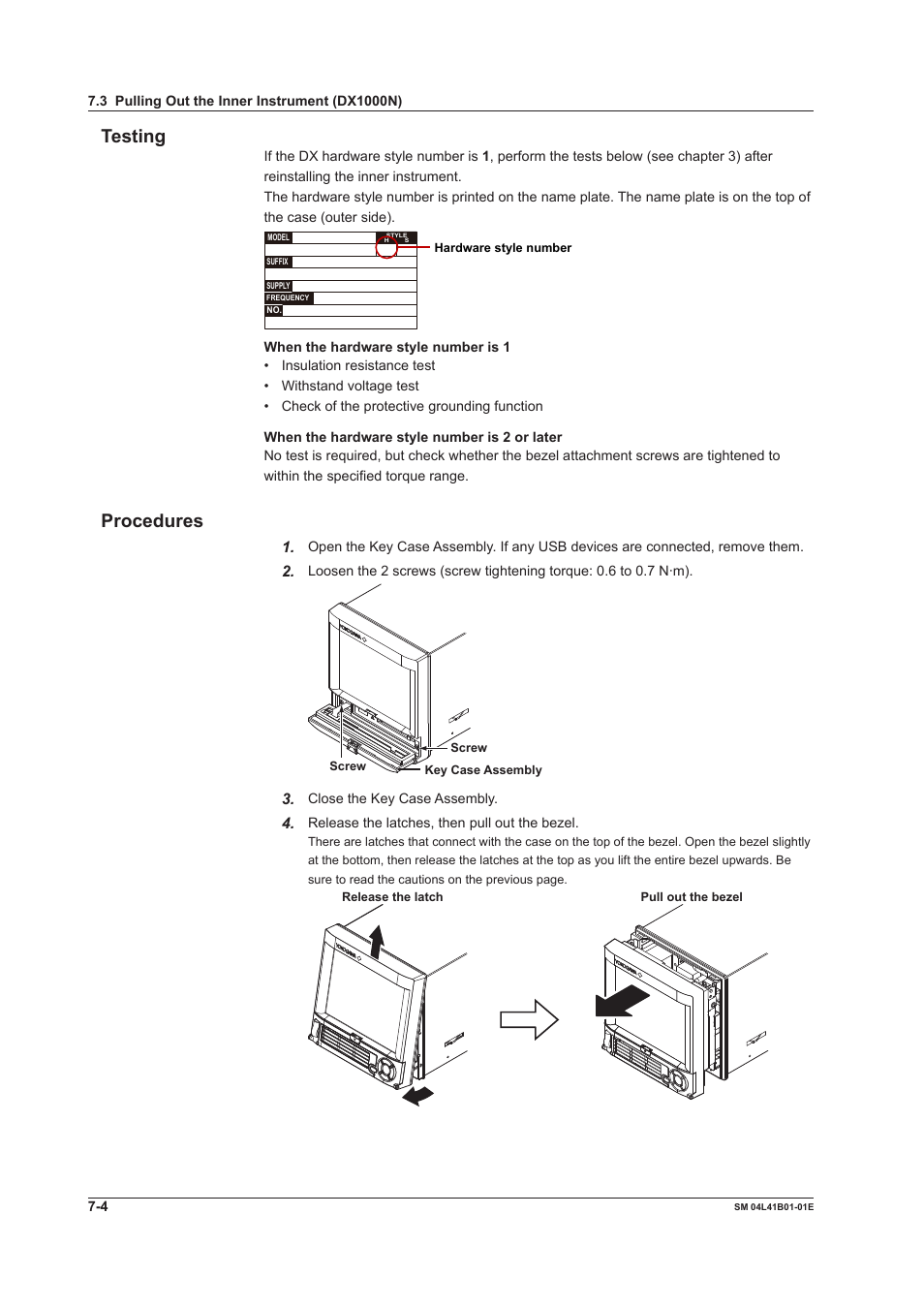 Testing, Procedures, Testing -4 procedures -4 | Yokogawa Removable Chassis DX1000N User Manual | Page 63 / 65