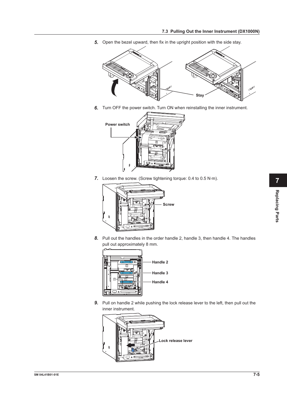 Replacing parts | Yokogawa Removable Chassis DX1000N User Manual | Page 64 / 65