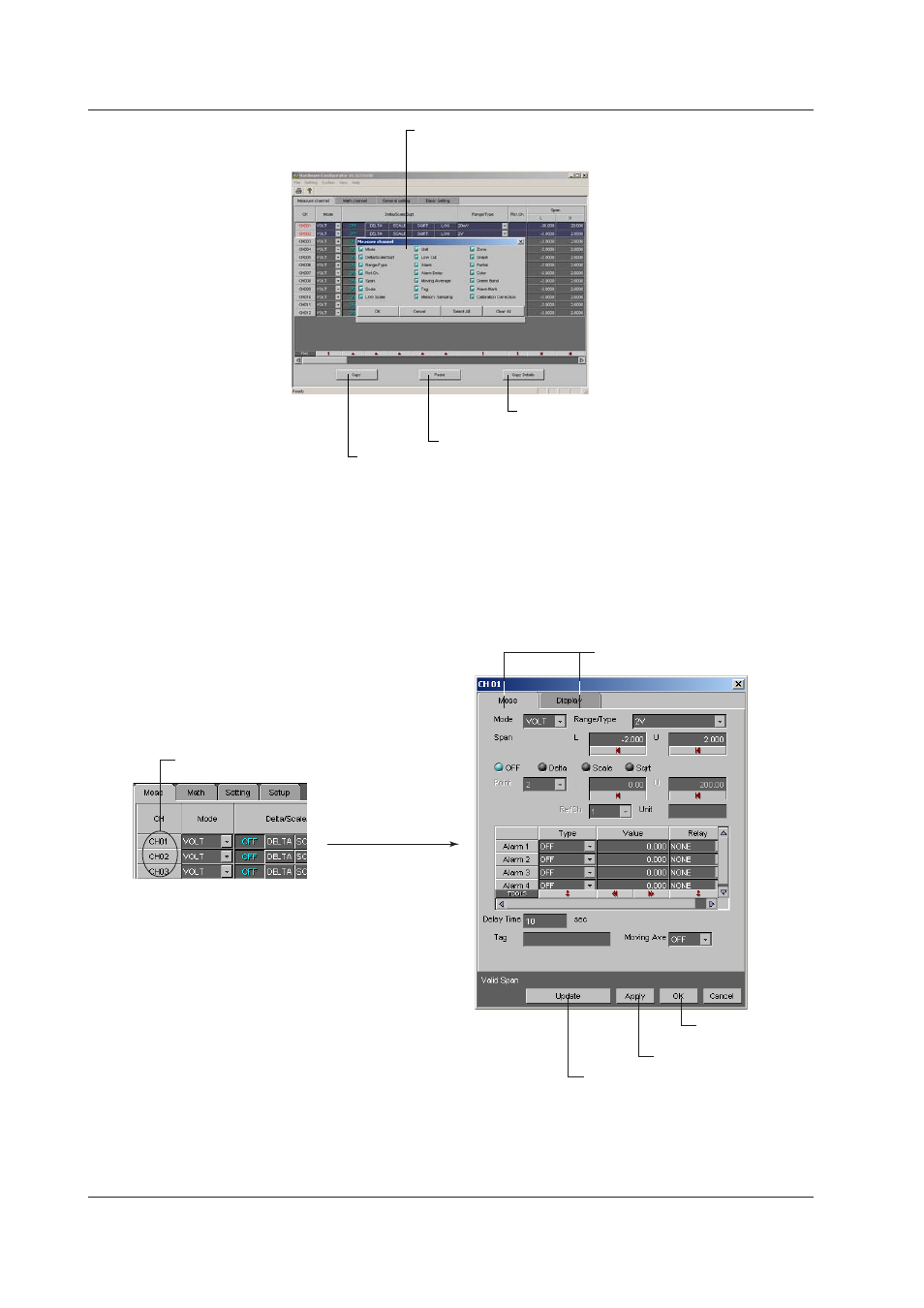Setting one channel at a time, Setting one channel at a time -8, Settng one channel at a tme | Yokogawa DAQWORX User Manual | Page 104 / 336