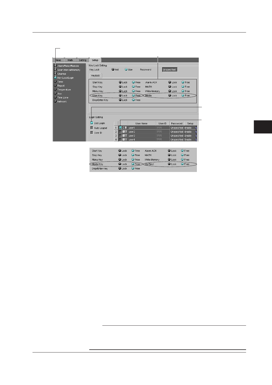 Key lock/login, Key lock/login -19, Index key lock/logn | Yokogawa DAQWORX User Manual | Page 115 / 336