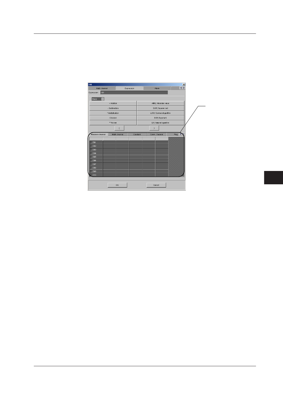 Use (turning on/off computation), Entering expressions, Span (display span) and point | Unit, Tlog (tlog computation), Alarm and tag, Use (turning on/off computation) -13, Entering expressions -13, Span (display span) and point -13, Unit -13 | Yokogawa DAQWORX User Manual | Page 209 / 336