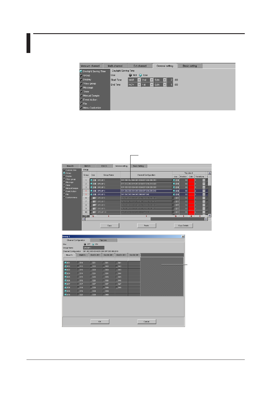 4 entering general settings, Summer time, Group | 4 entering general settings -20, Summer time -20, Group -20, 4 enterng general settngs, Summer tme | Yokogawa DAQWORX User Manual | Page 216 / 336