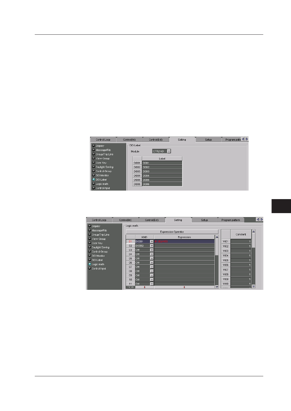 Dio label (cx style number s3 or later), Logic math (cx style number s3 or later), Dio label (cx style number s3 or later) -25 | Logic math (cx style number s3 or later) -25 | Yokogawa DAQWORX User Manual | Page 282 / 336