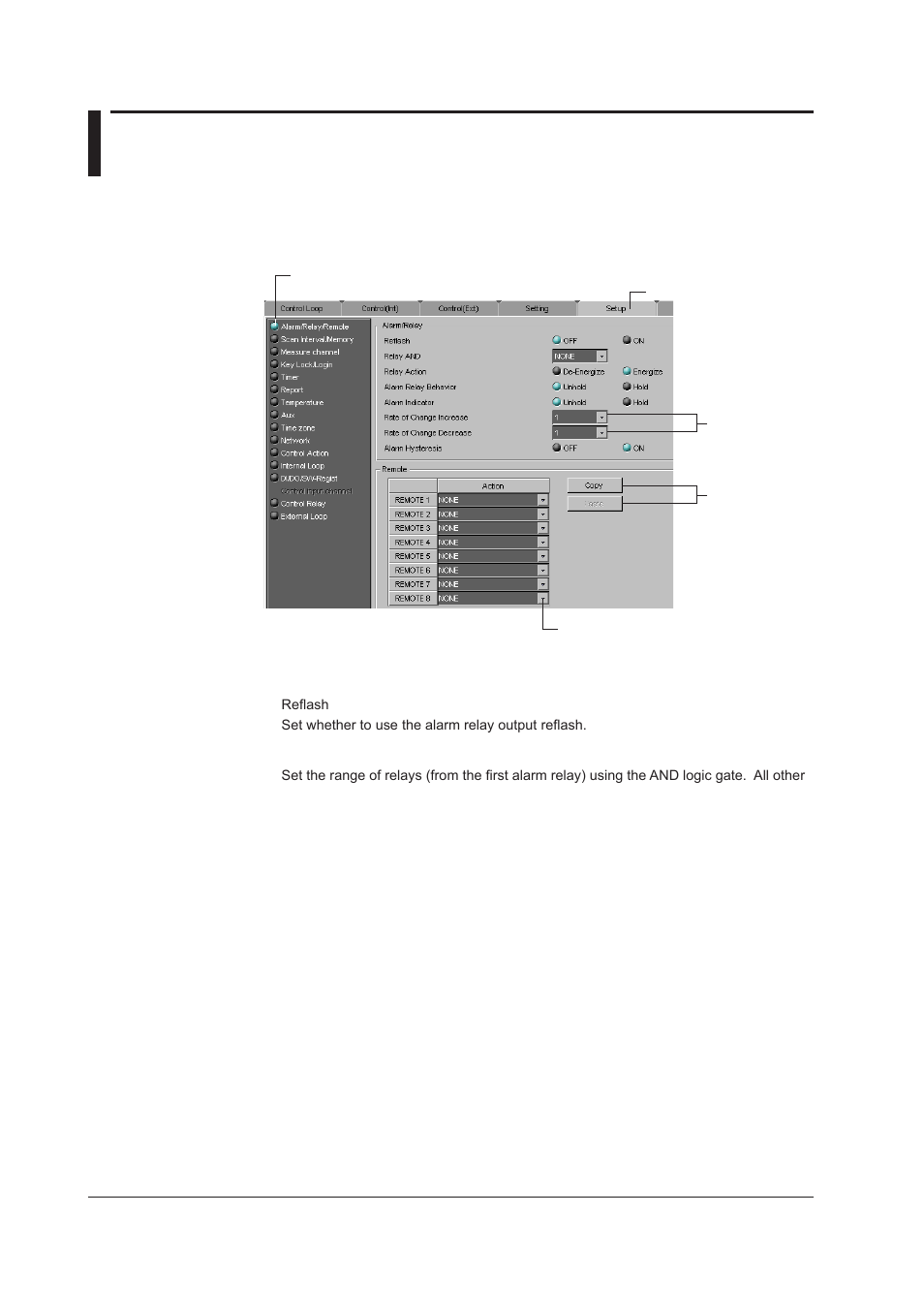 7 basic measurement function settings, Alarm/relay/remote, 7 basic measurement function settings -40 | Alarm/relay/remote -40, 7 basc measurement functon settngs | Yokogawa DAQWORX User Manual | Page 297 / 336