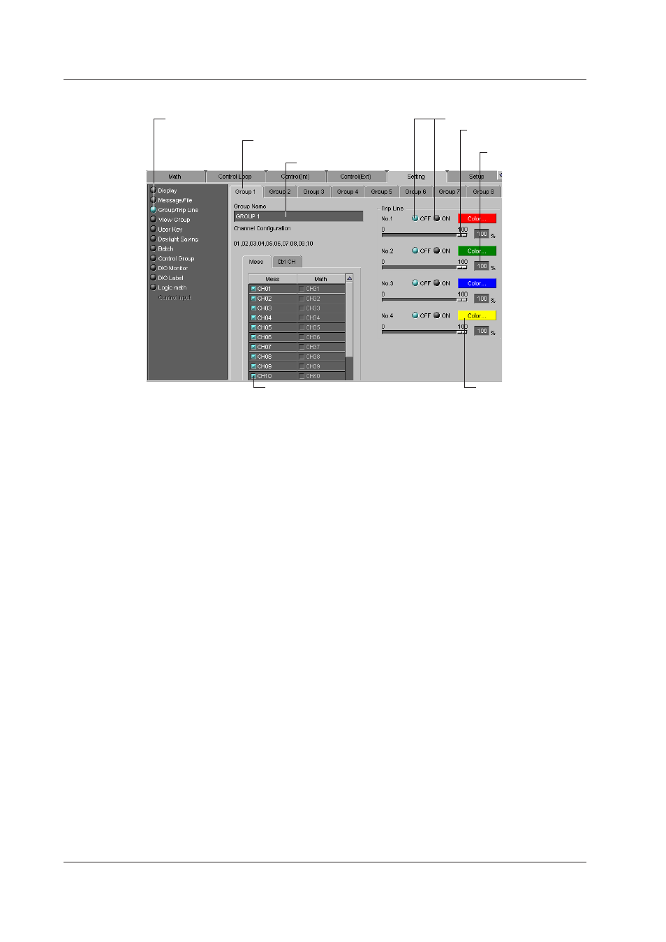 Group/trip line, Group/trip line -60, Group/trp lne | Yokogawa DAQWORX User Manual | Page 317 / 336