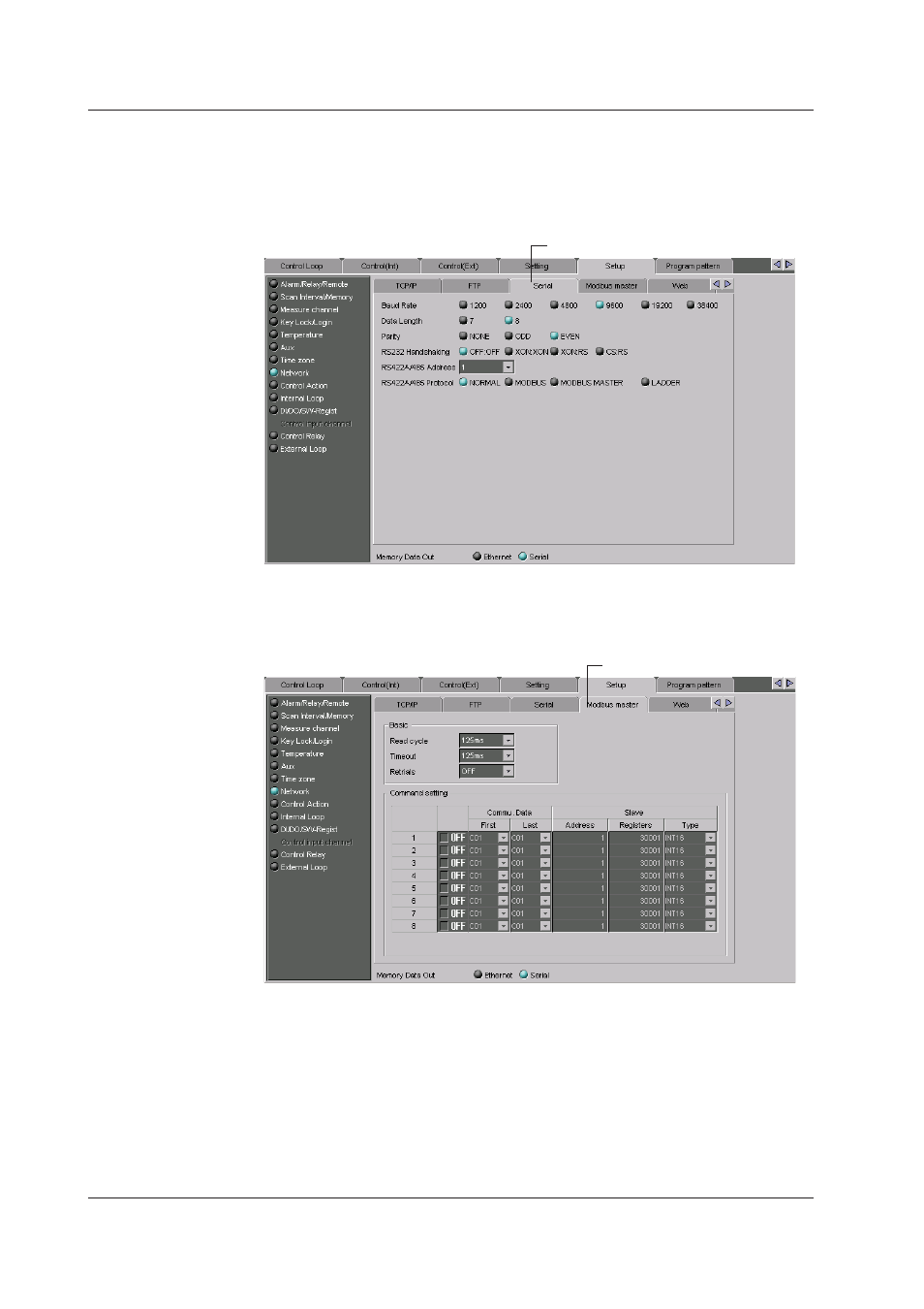 Serial communication settings, Modbus master settings, Serial communication settings -64 | Modbus master settings -64, Seral communcaton settngs, Modbus master settngs | Yokogawa DAQWORX User Manual | Page 321 / 336