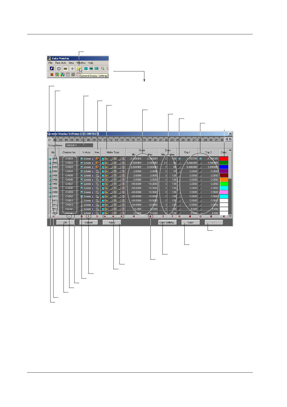 General dsplay settngs | Yokogawa DAQWORX User Manual | Page 39 / 336