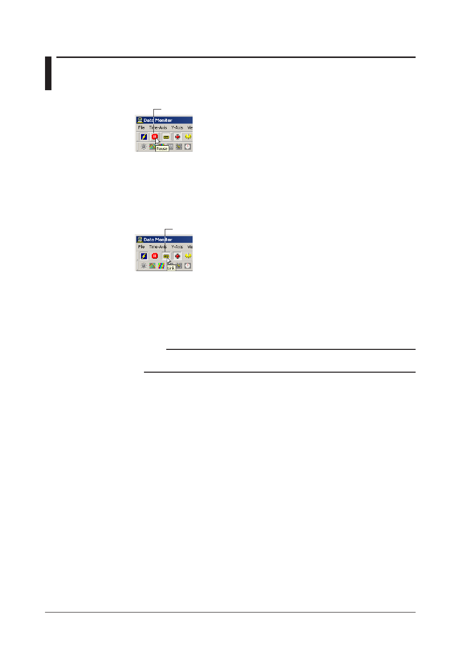 9 pausing the monitor and turning on/off the link, 9 pausng the montor and turnng on/off the lnk, Pausng the montor | Turn on/off the lnk | Yokogawa DAQWORX User Manual | Page 61 / 336