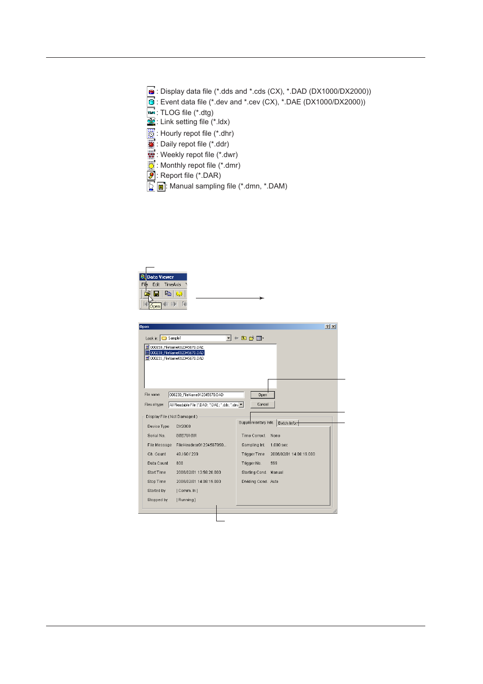 Opening the file by specifying its location, Opening the file by specifying its location -2, Openng the fle by specfyng ts locaton | Yokogawa DAQWORX User Manual | Page 64 / 336