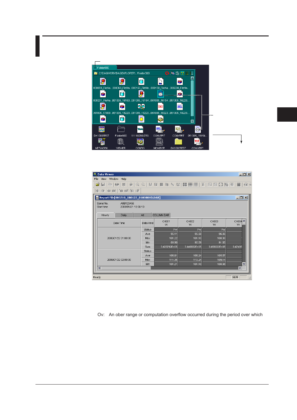 9 displaying the report file, 9 displaying the report file -23, 9 dsplayng the report fle | Yokogawa DAQWORX User Manual | Page 85 / 336