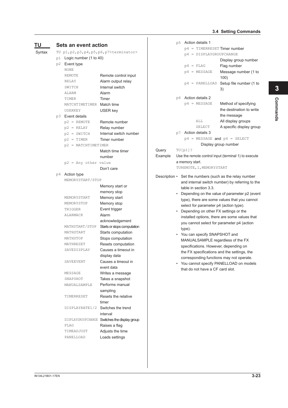 App index, Tu sets an event action | Yokogawa Value Series FX1000 User Manual | Page 105 / 206