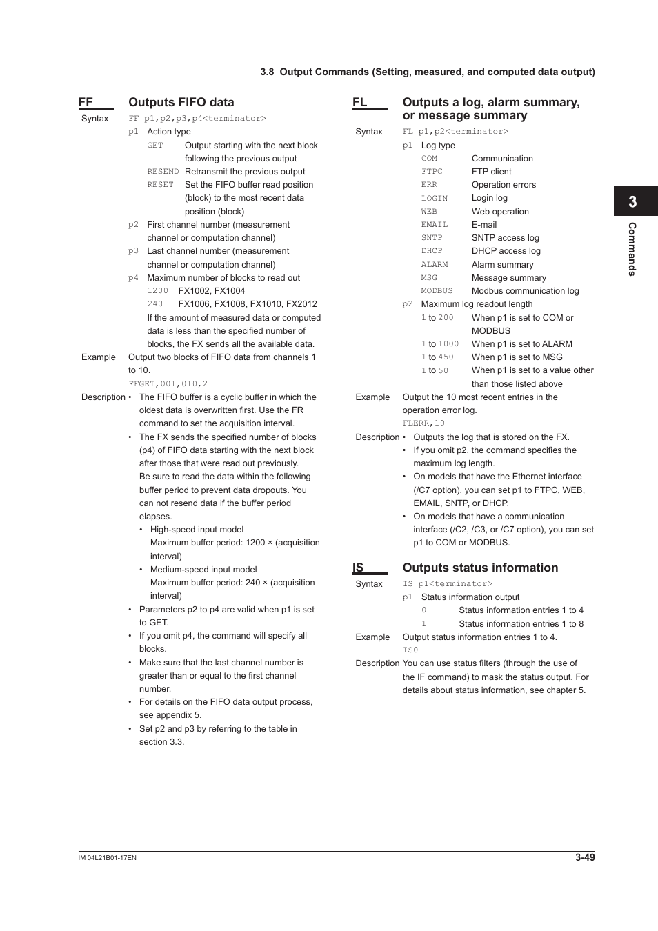 App index, Ff outputs fifo data, Is outputs status information | Yokogawa Value Series FX1000 User Manual | Page 131 / 206