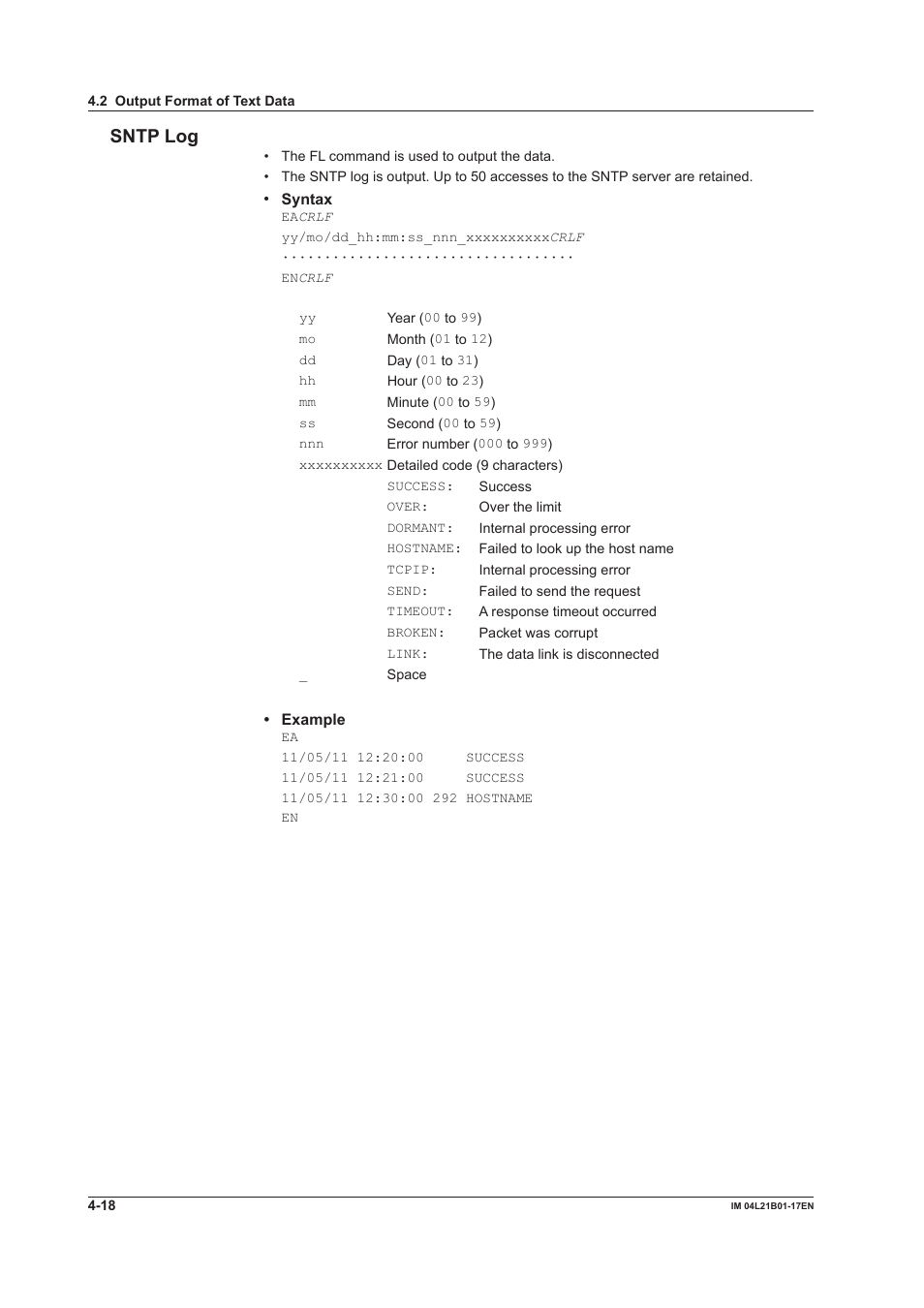 Sntp log | Yokogawa Value Series FX1000 User Manual | Page 154 / 206