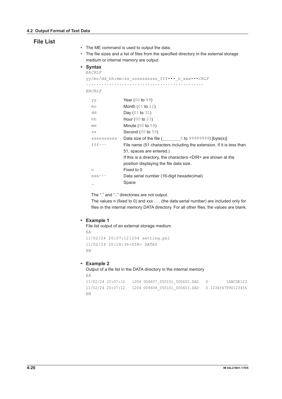 File list | Yokogawa Value Series FX1000 User Manual | Page 162 / 206